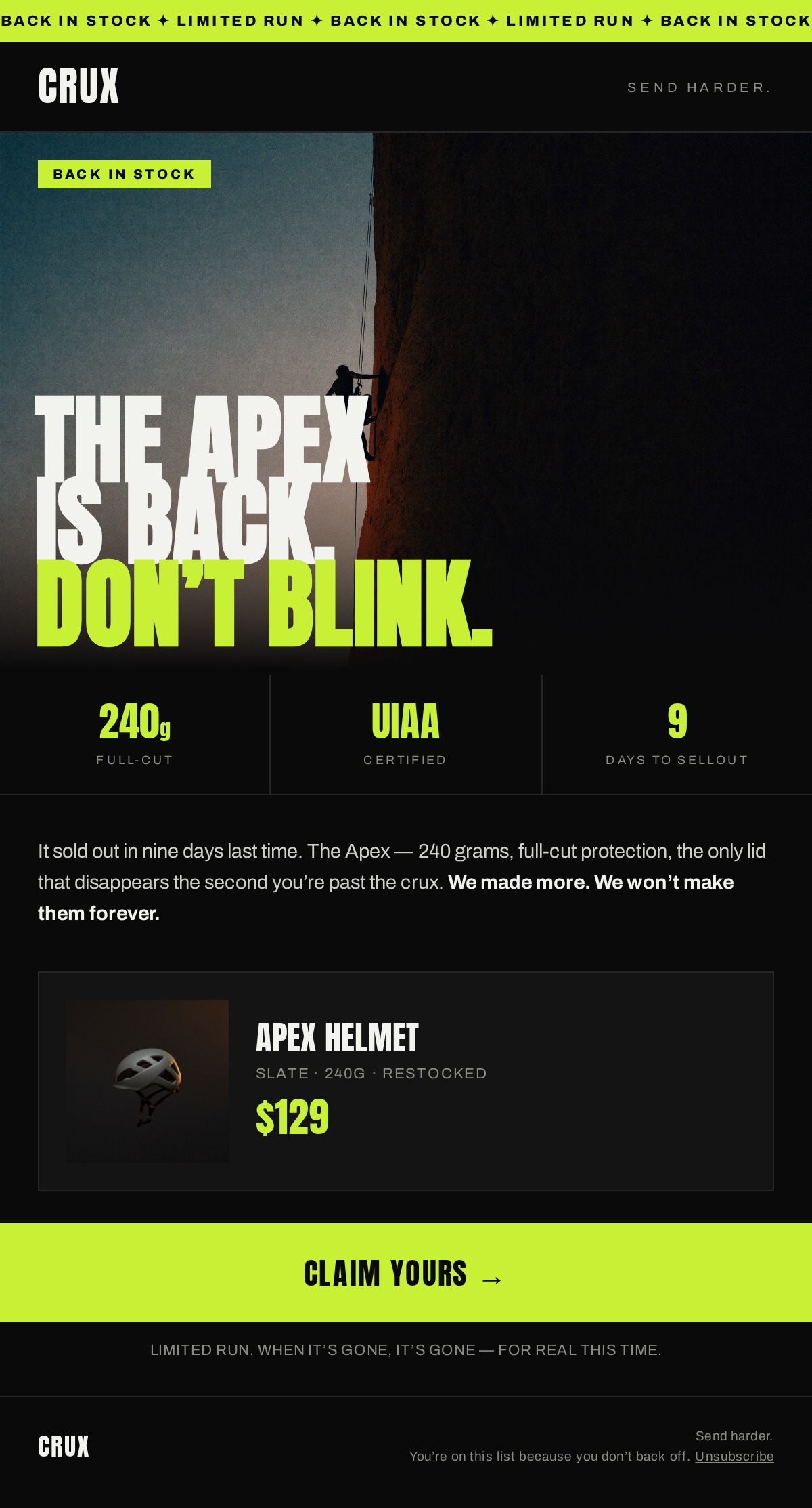 Extreme-sports brand email sample